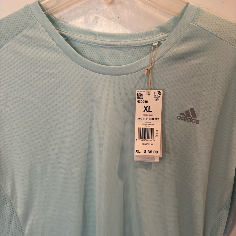 ADIDAS NWT Sz XL Halo Mint Own the Run RUNNING TEE SHIRT - Picture 3 of 8